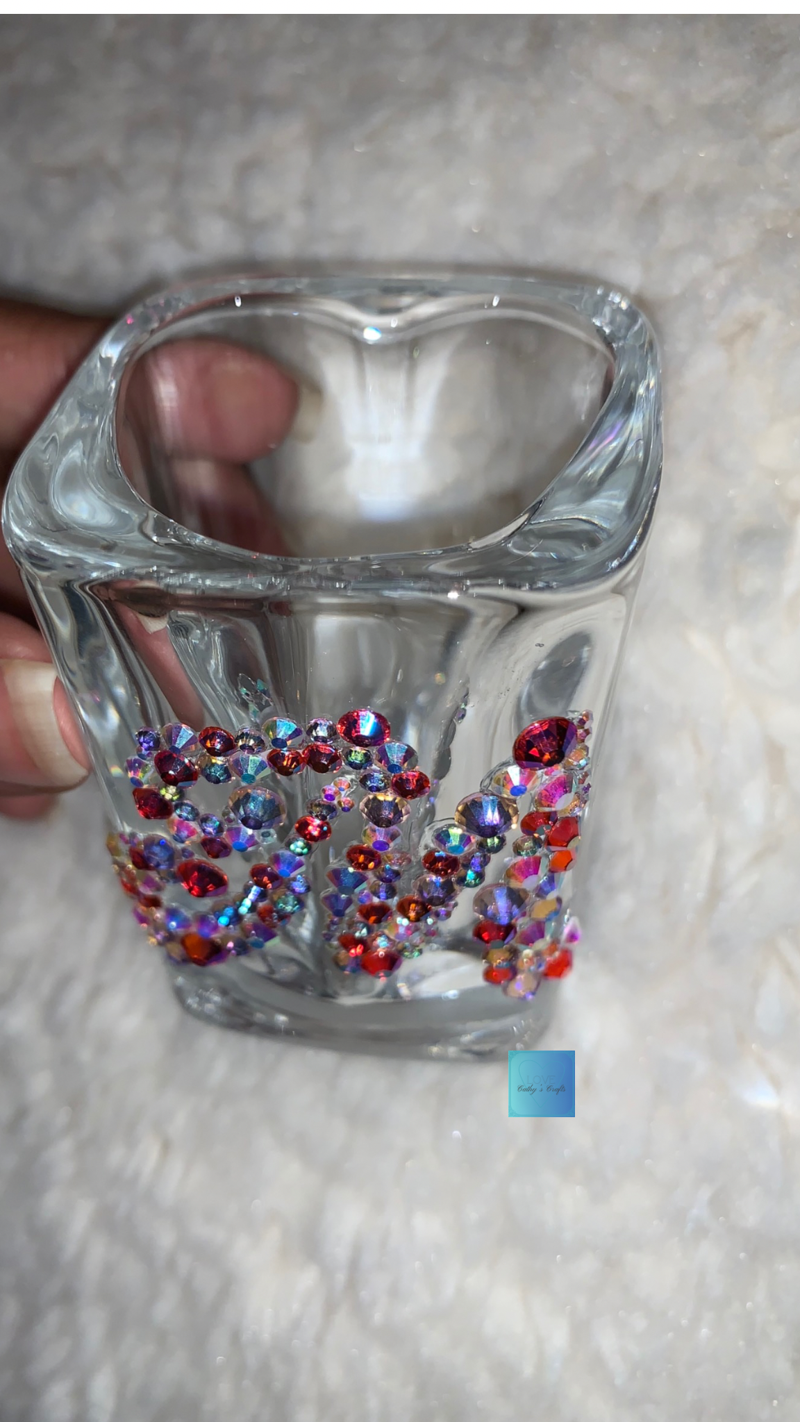 Rhinestone Heart Initial Shot Glass