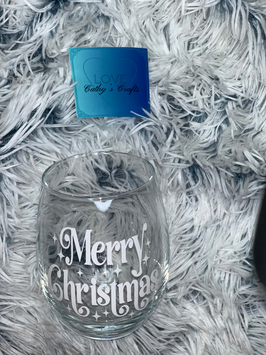 Merry Christmas Wine Glass