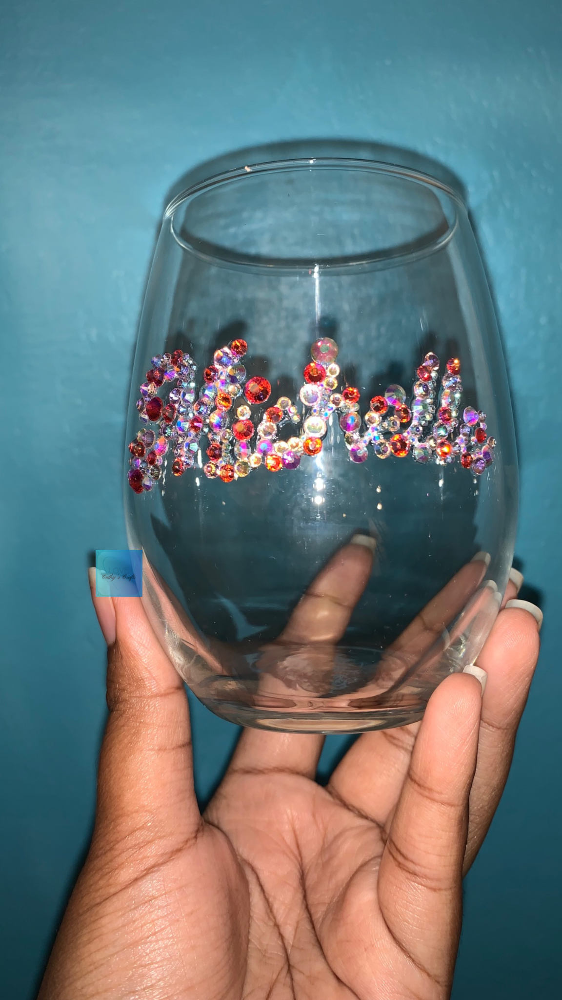 Rhinestone Wine Glass & Heart Shot Glass Set