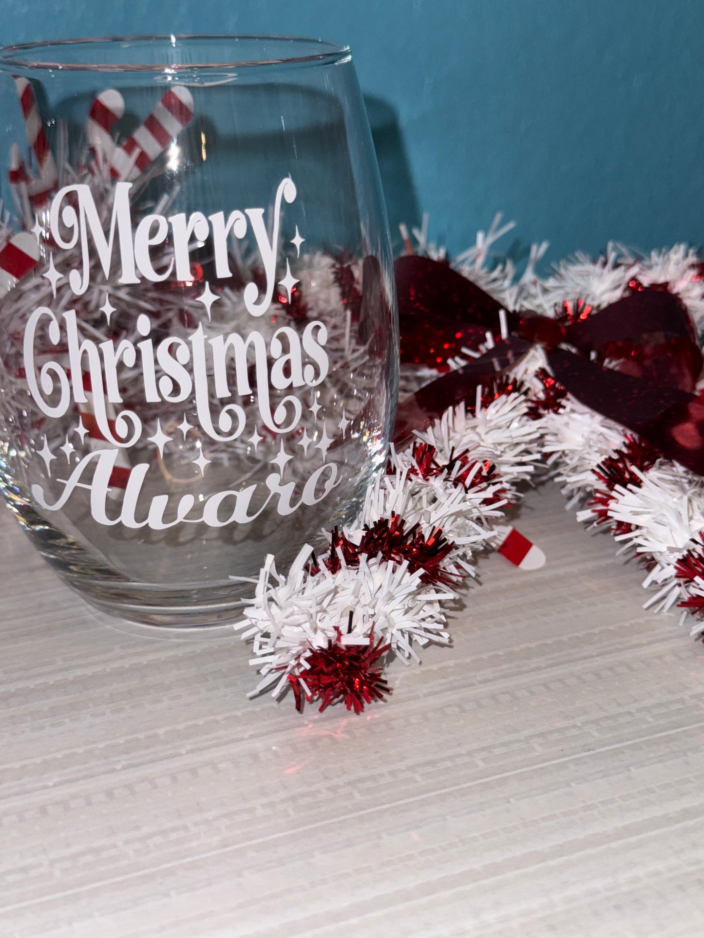 Personalized Merry Christmas Wine Glass