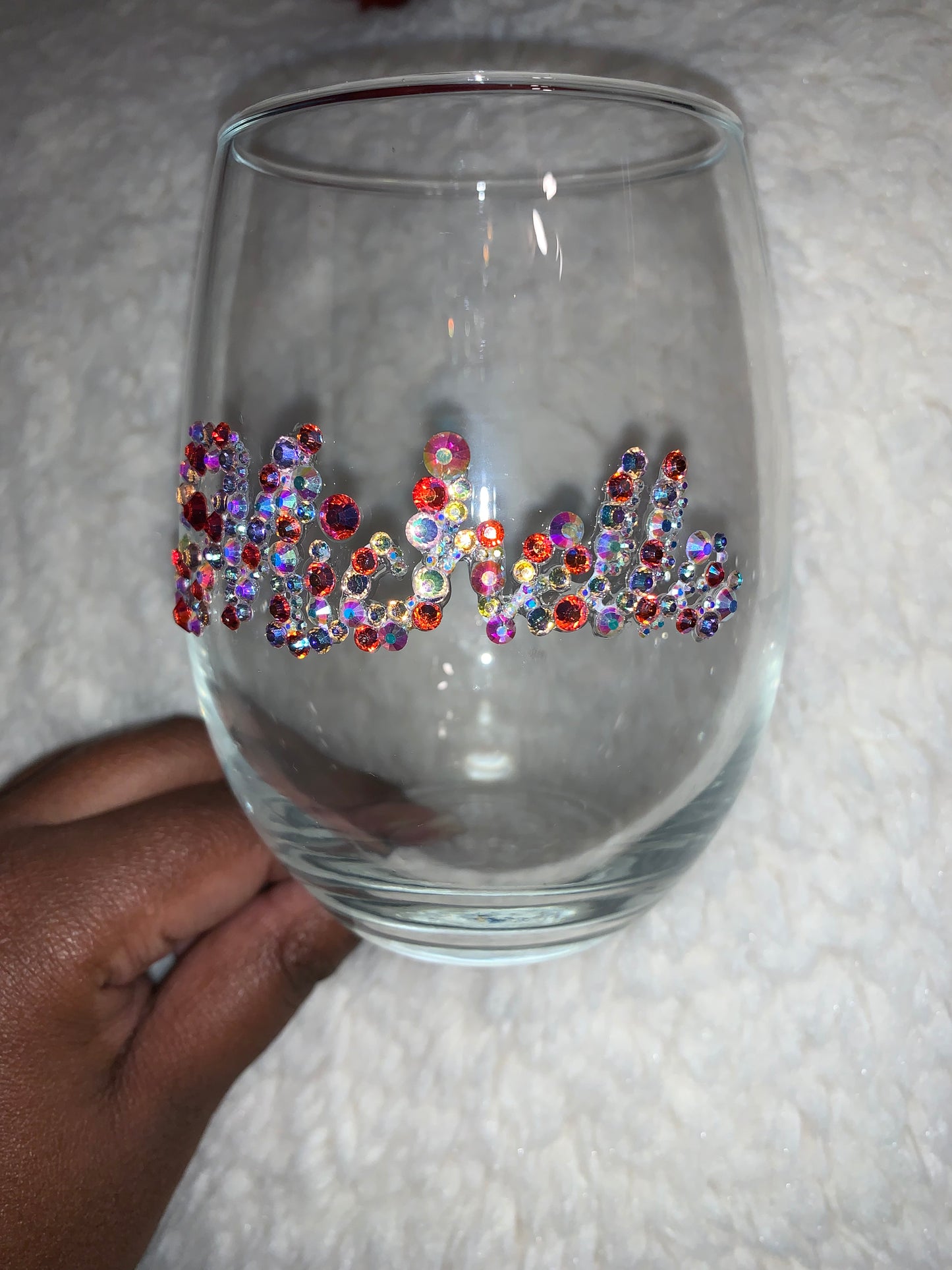 Rhinestone Name Wine Glass