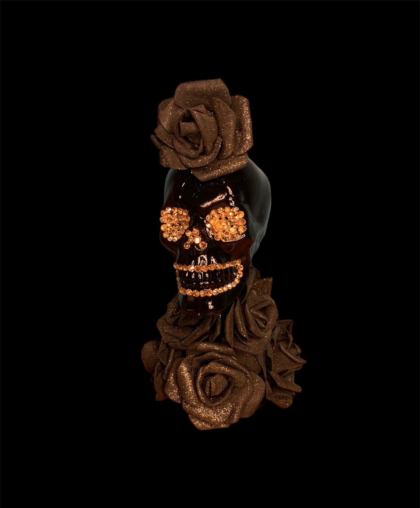 Bling Skull With Glitter Roses